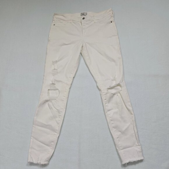 Abercrombie & Fitch Jeans Women Size 31/12 Ivory Super Skinny Low Rise Stretch - Picture 3 of 15